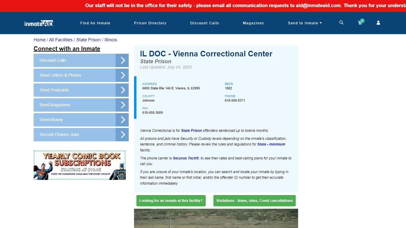 IL DOC - Vienna Correctional Center & Inmate Search ...