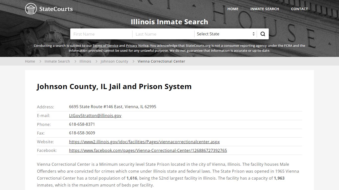 Vienna Correctional Center Inmate Records Search, Illinois ...