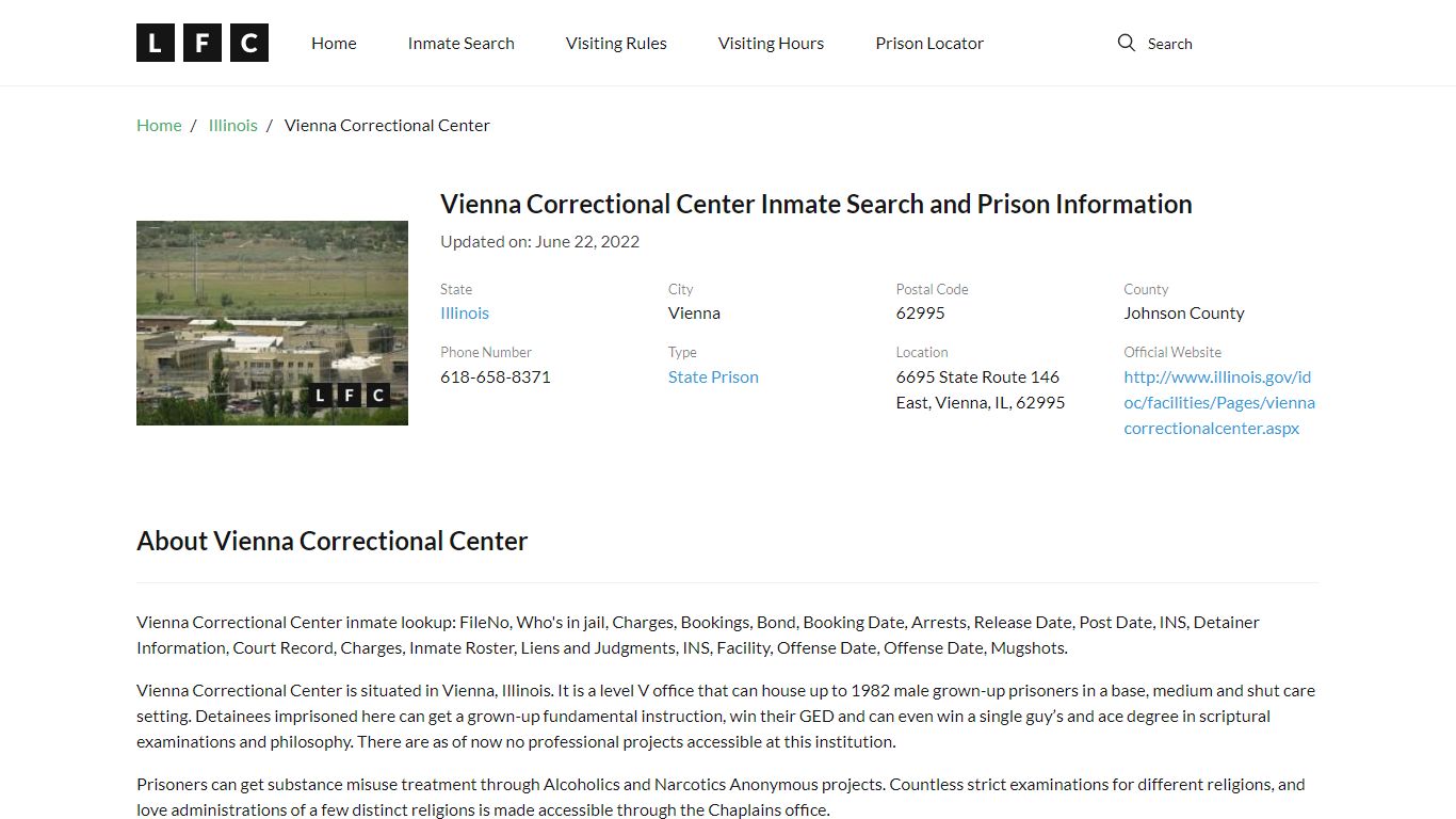 Vienna Correctional Center Inmate Search, Visitation ...